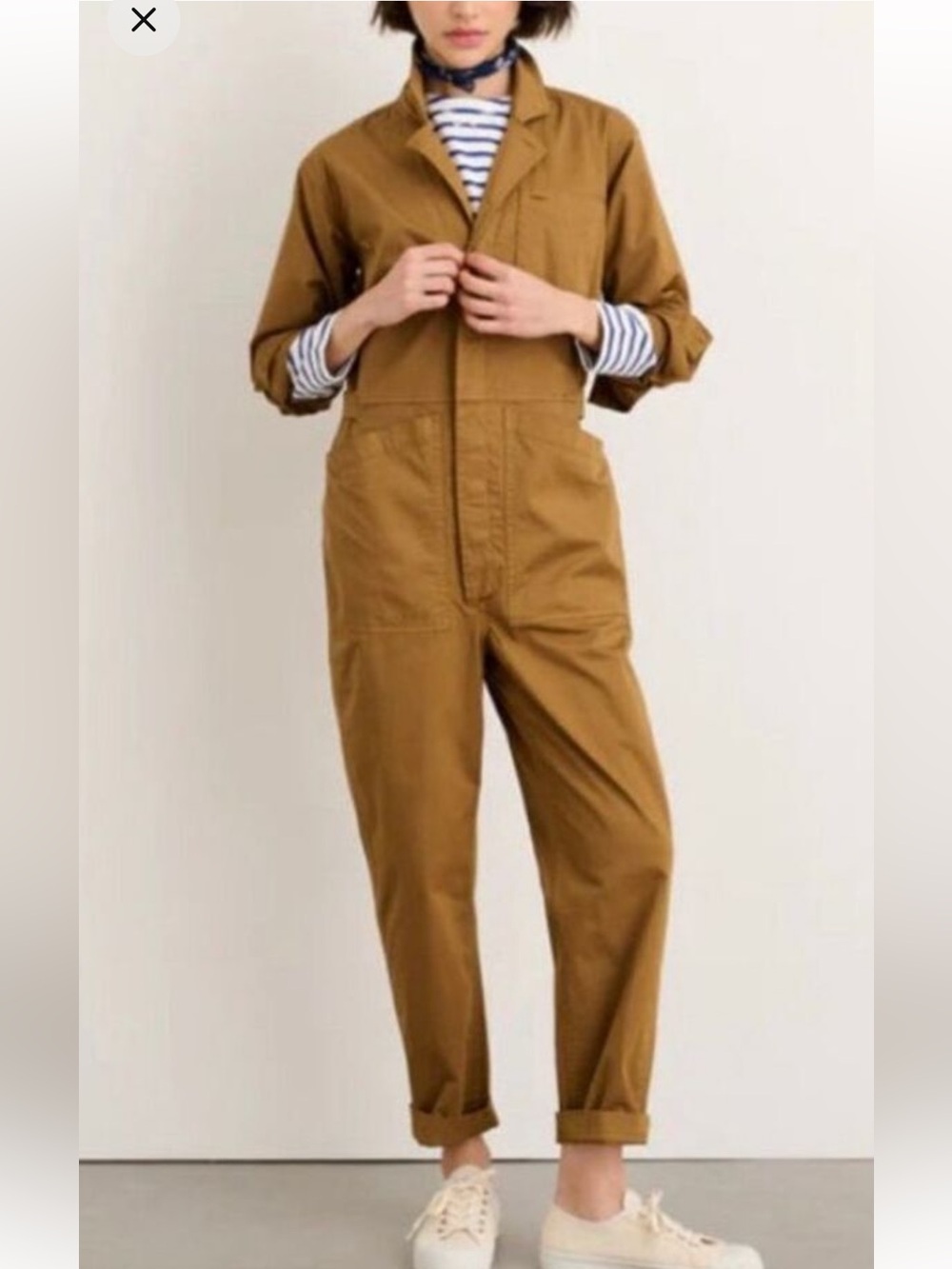 Alex Mill Standard Jumpsuit Hickory Size Medium Button down Boiler Suit Brown